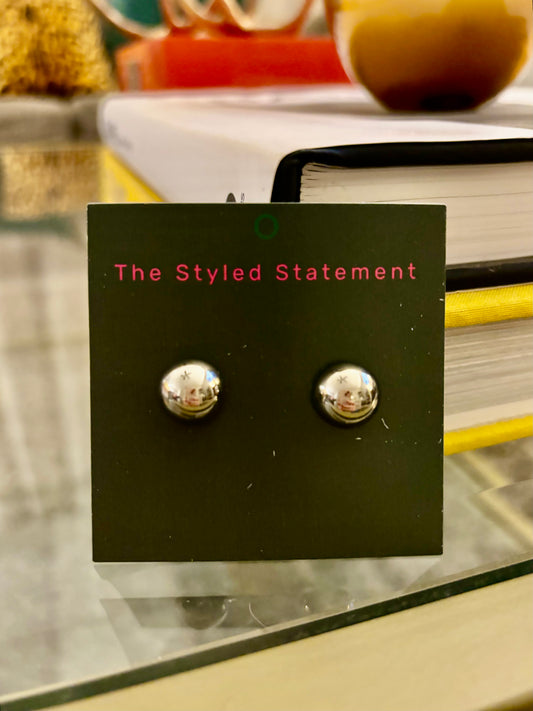 Stainless Steel Button Earrings