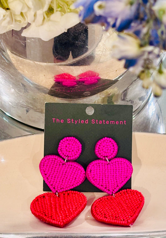 Beaded Heart Earrings