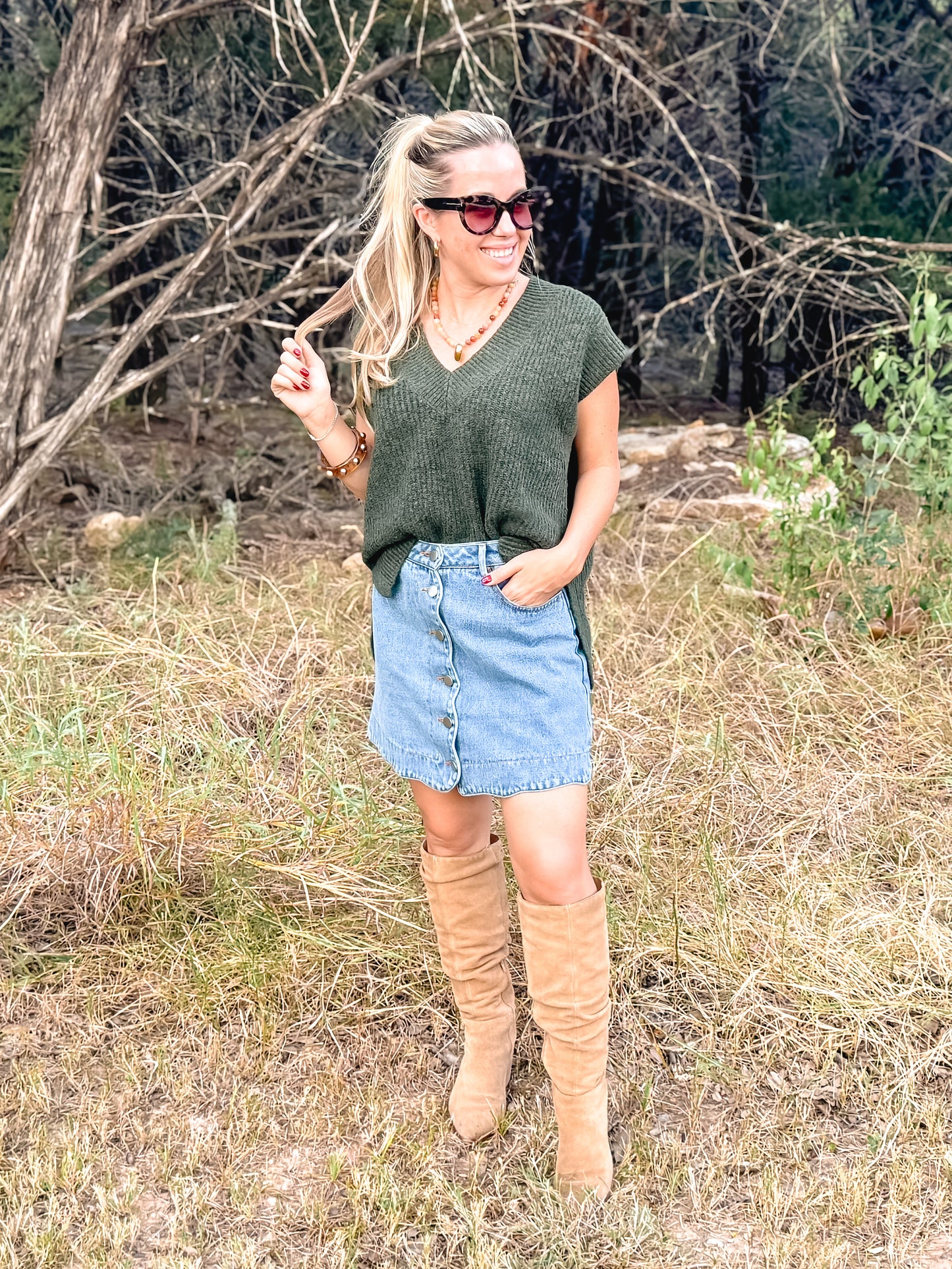 Oversize Sweater Vest Side Slit