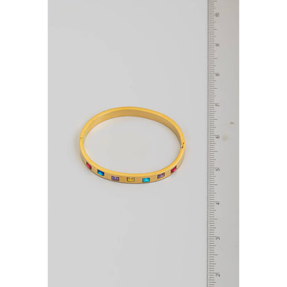 Stainless Steel Gem Studded Bangle Bracelet