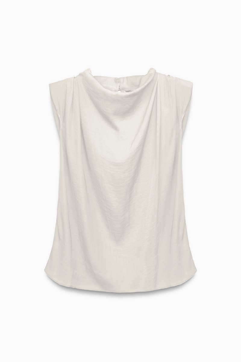 Draped Sleeveless Top With Gathered Neckline