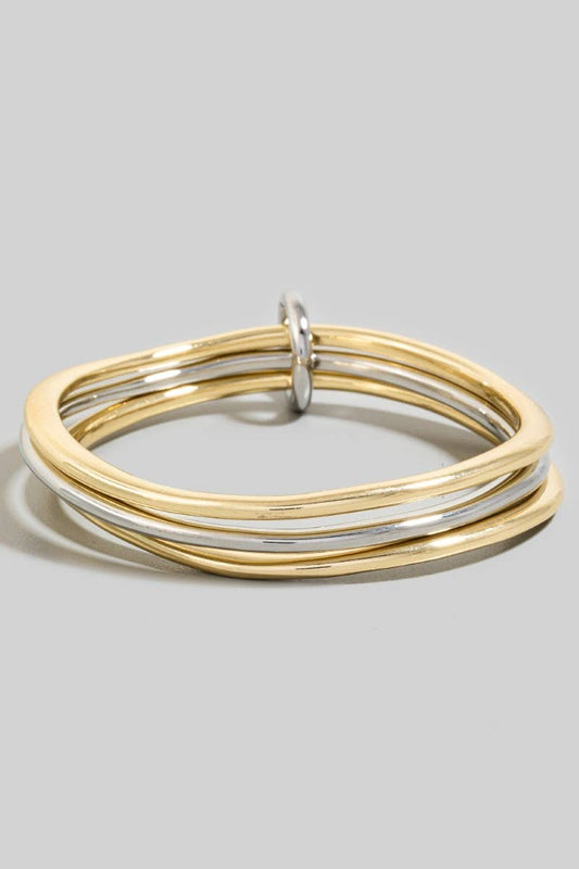 Layered Metallic Tube Bangle Bracelet Set