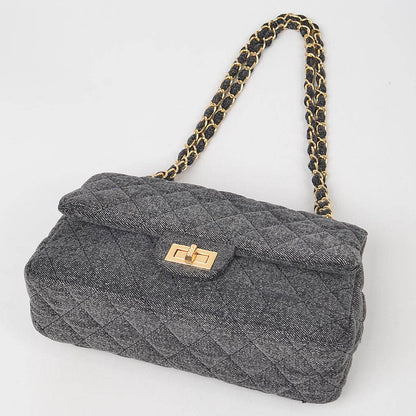 Quilted Denim Shoulder Bag