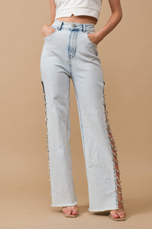 Jewel Trim Stretch Denim Jeans