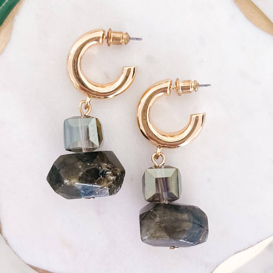 Grey Stone Earrings
