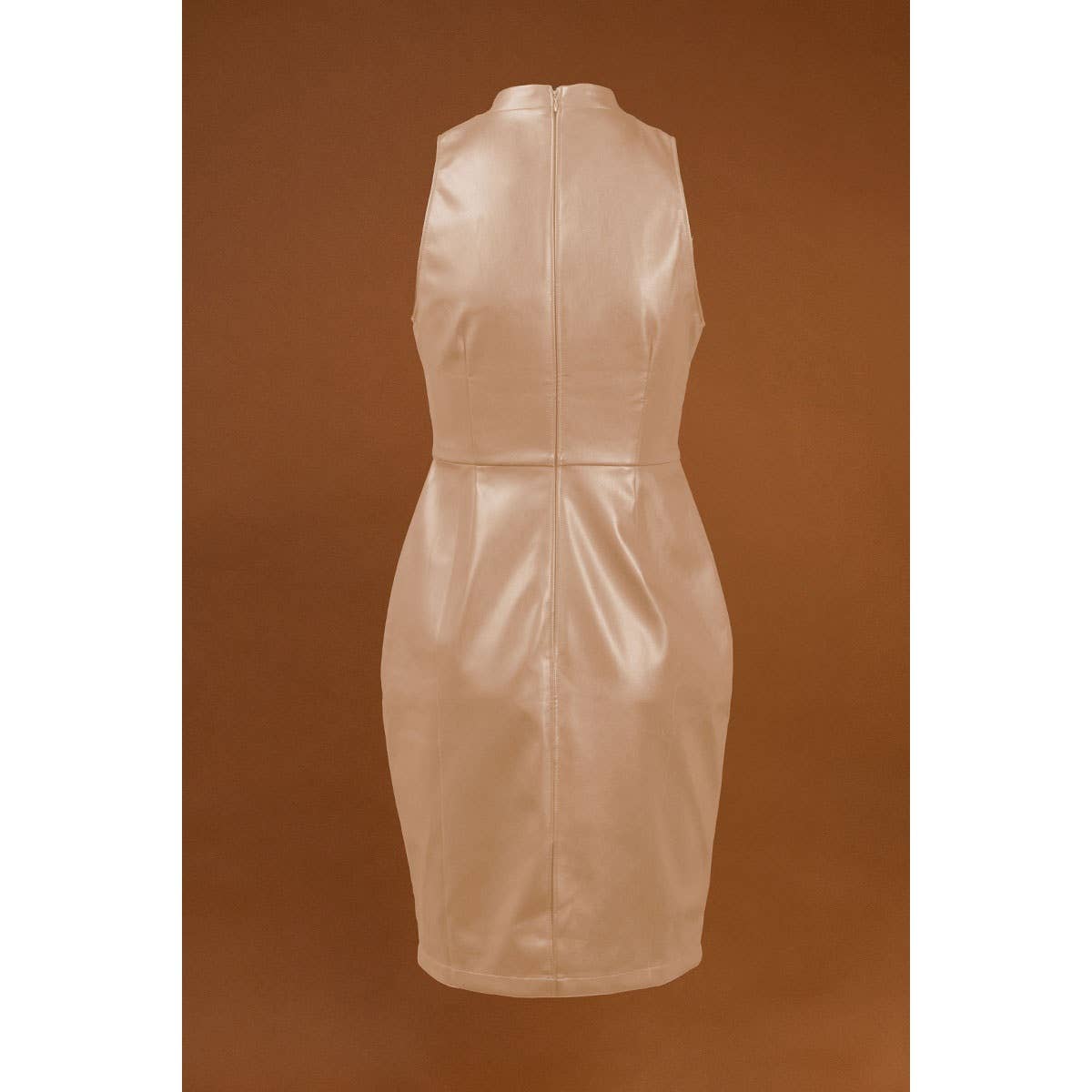 PRE ORDER Vegan Leather High Neck Midi Dress