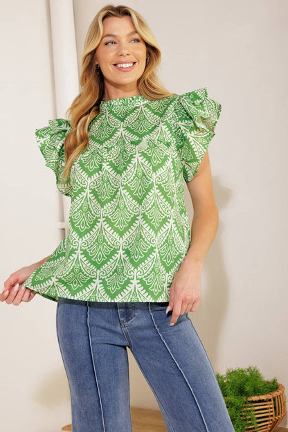 Printed Green Top