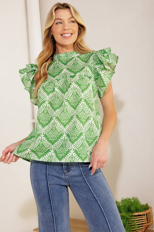 Printed Green Top