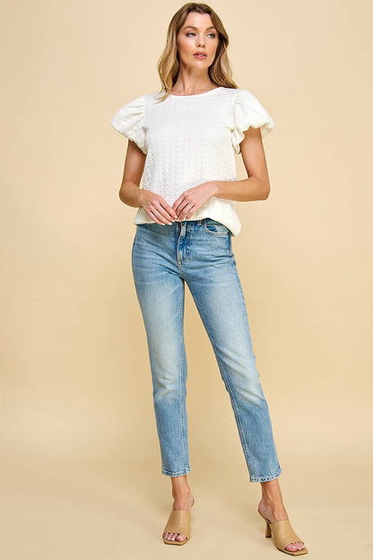 Textured Puff Sleeve Top