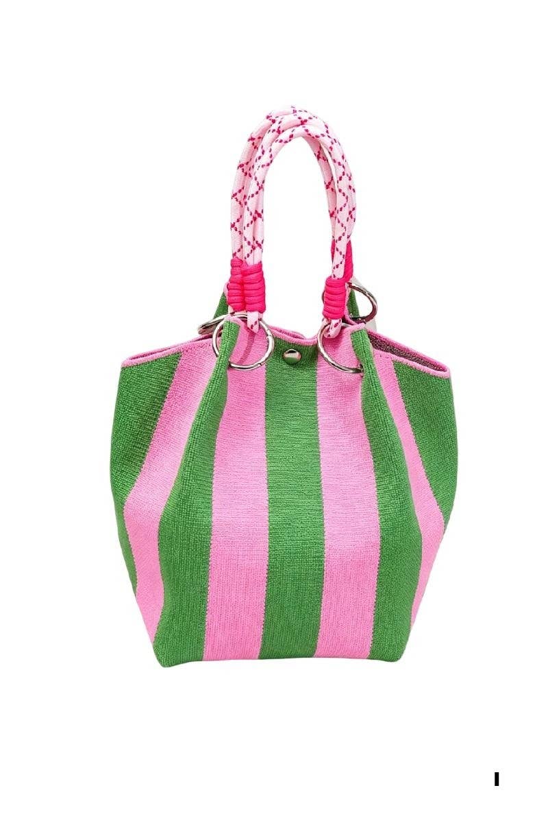 Geometric Knitted Bucket Tote Bag