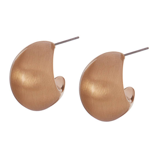 Crescent Moon High Polished Satin Post Earrings