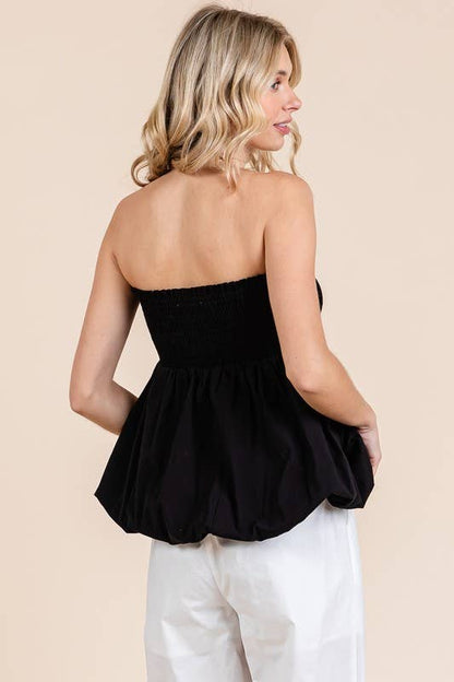 Smocked Bubble Peplum Tube Top