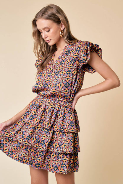 PATTERNED TIERED SKIRT