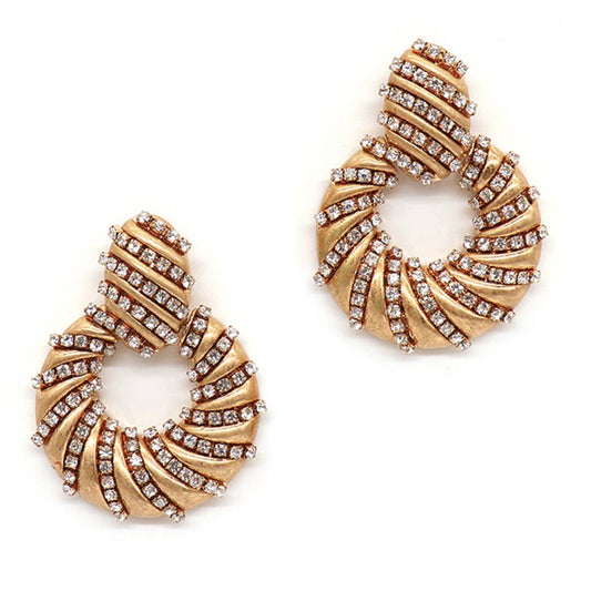 Vintage Round Paved Post Earrings