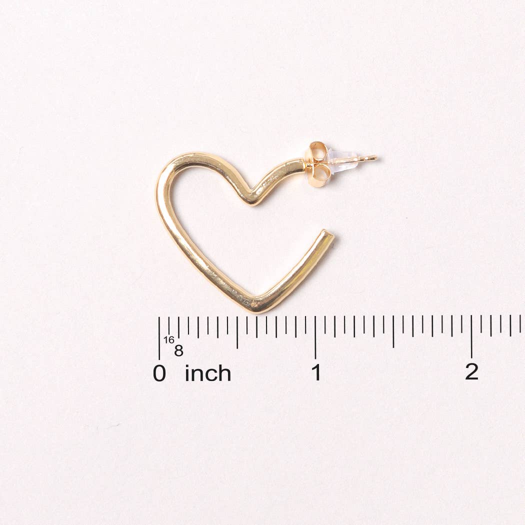 14K Gold-Dipped Heart Hoop Earring