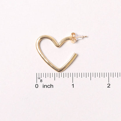 14K Gold-Dipped Heart Hoop Earring