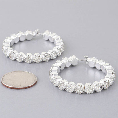 Geometric Rhinestone Cut Hoop Earrings
