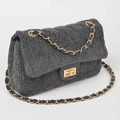 Quilted Denim Shoulder Bag