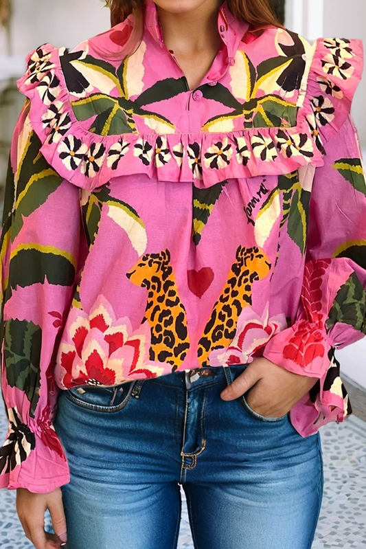 PRE ORDER Leopard Print Floral Forest Shirt