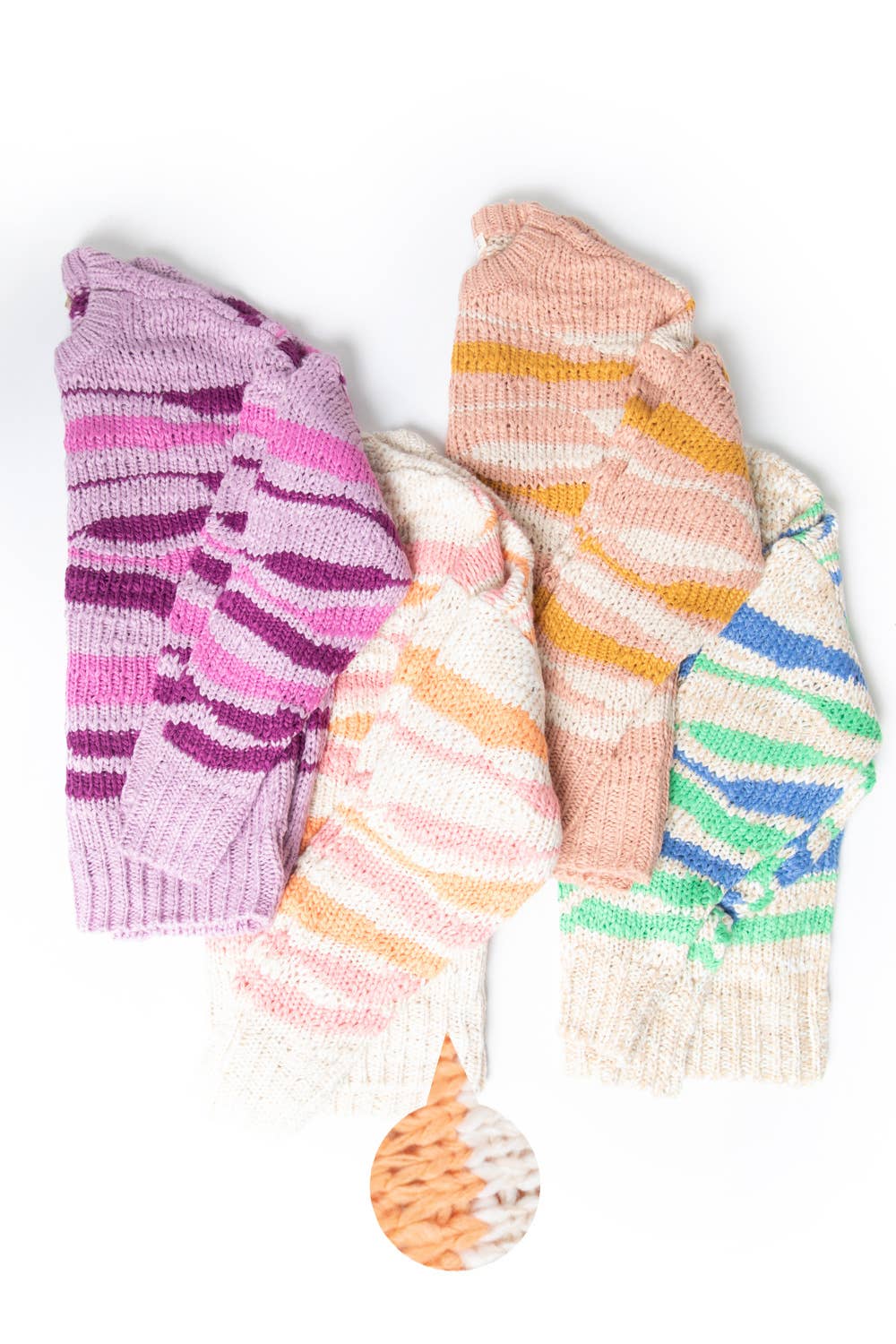Multi Color Casual Knit Sweater Top