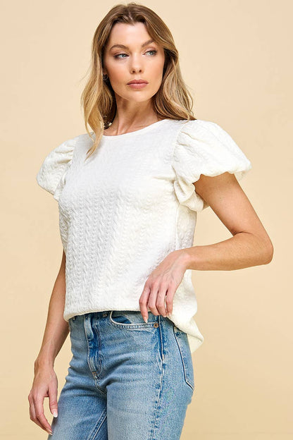 Textured Puff Sleeve Top