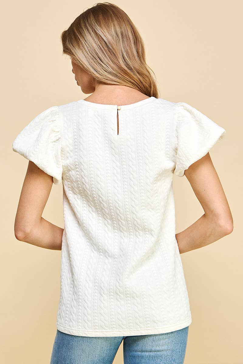 Textured Puff Sleeve Top