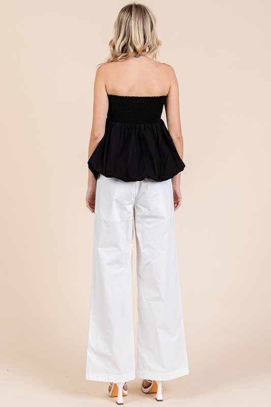 Smocked Bubble Peplum Tube Top