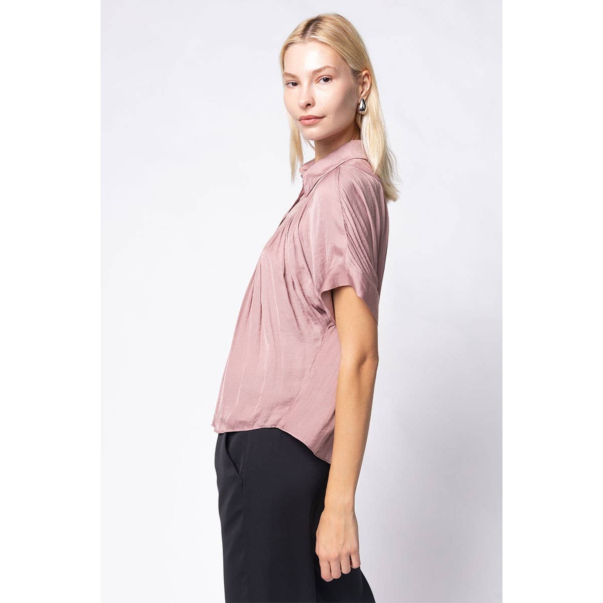 Short Sleeve Shirt With Front Bib Detail