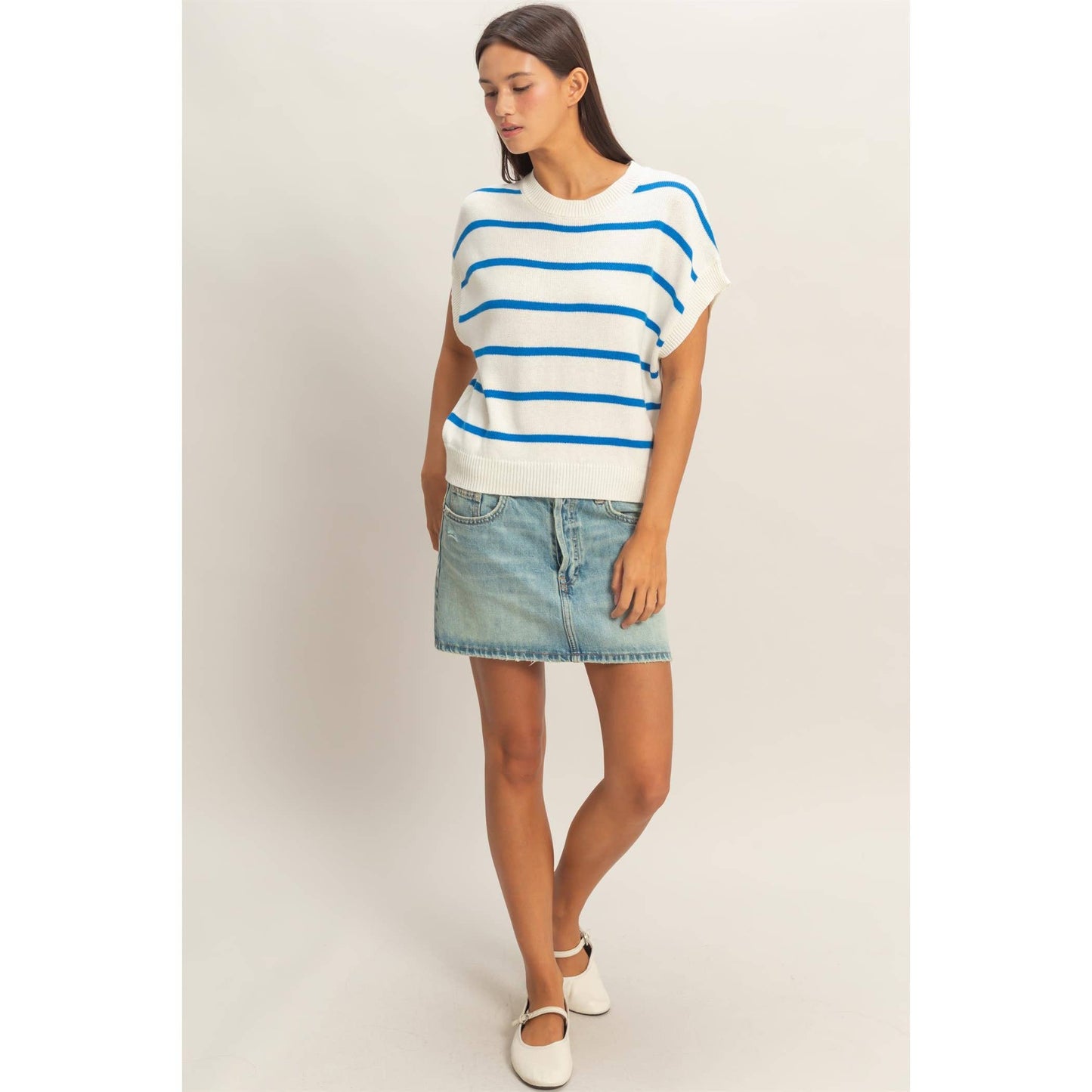 Striped Crew Neck Knit Top