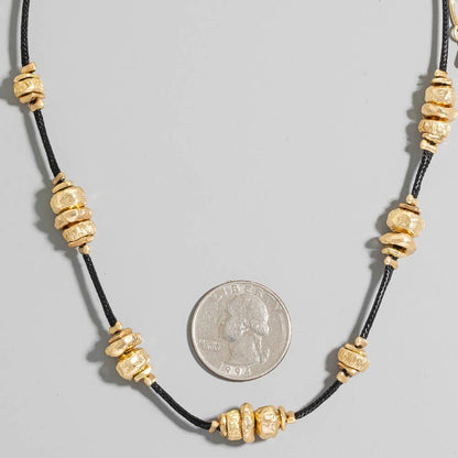 Metallic Station Beads Cord Necklace
