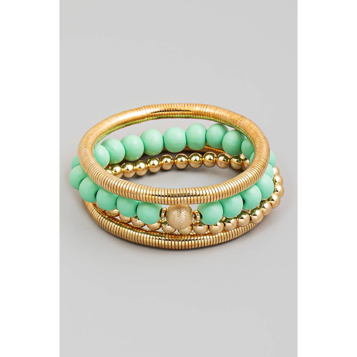 Elastic Tube And Beaded Bracelet Set