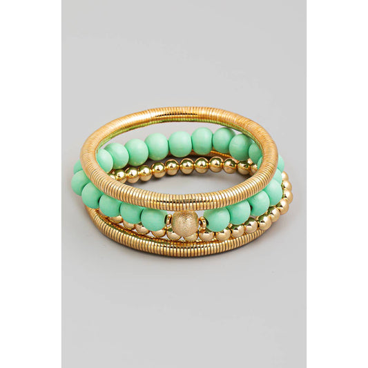 Elastic Tube And Beaded Bracelet Set