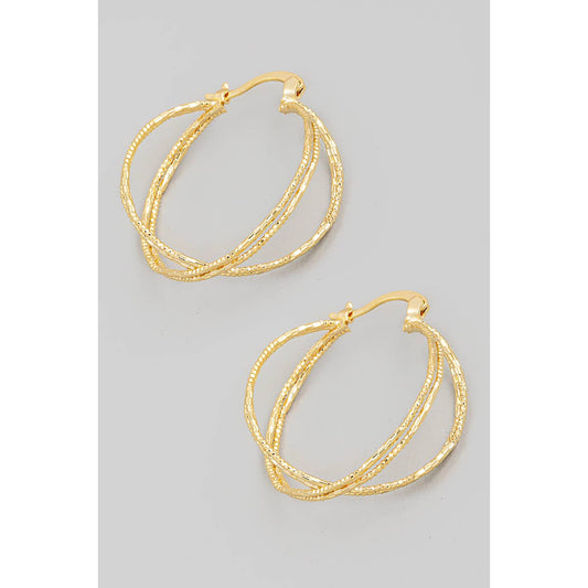 Three Row Pincatch Hoop Earrings