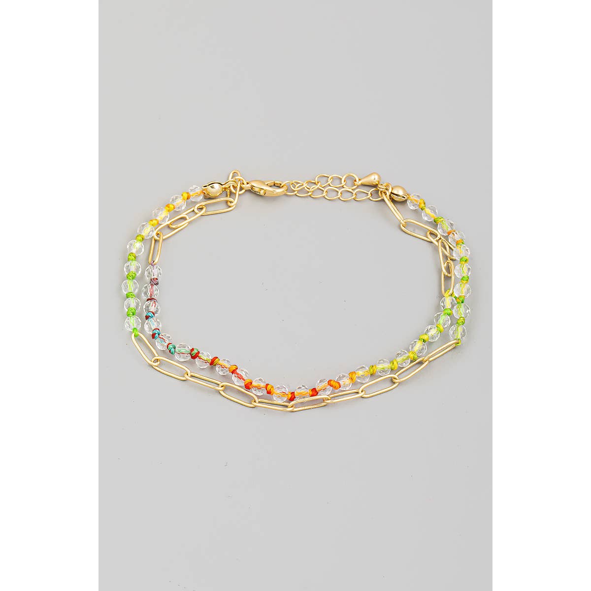 Threaded Beaded And Oval Chain Bracelet
