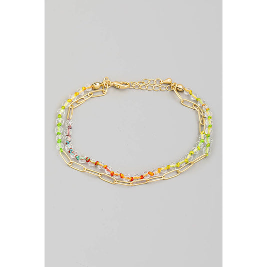 Threaded Beaded And Oval Chain Bracelet