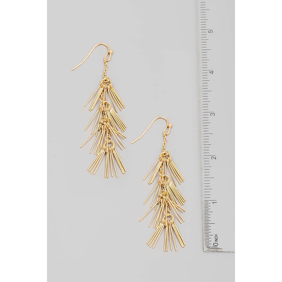Dainty Metallic Bar Fringe Dangle Chain Earrings