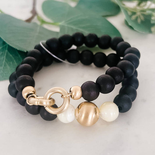 Black Beaded Stack